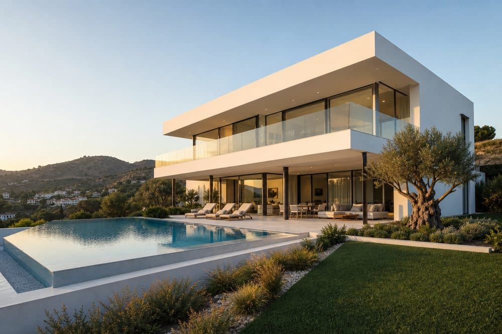 Villa moderna de líneas minimalistas con piscina infinita